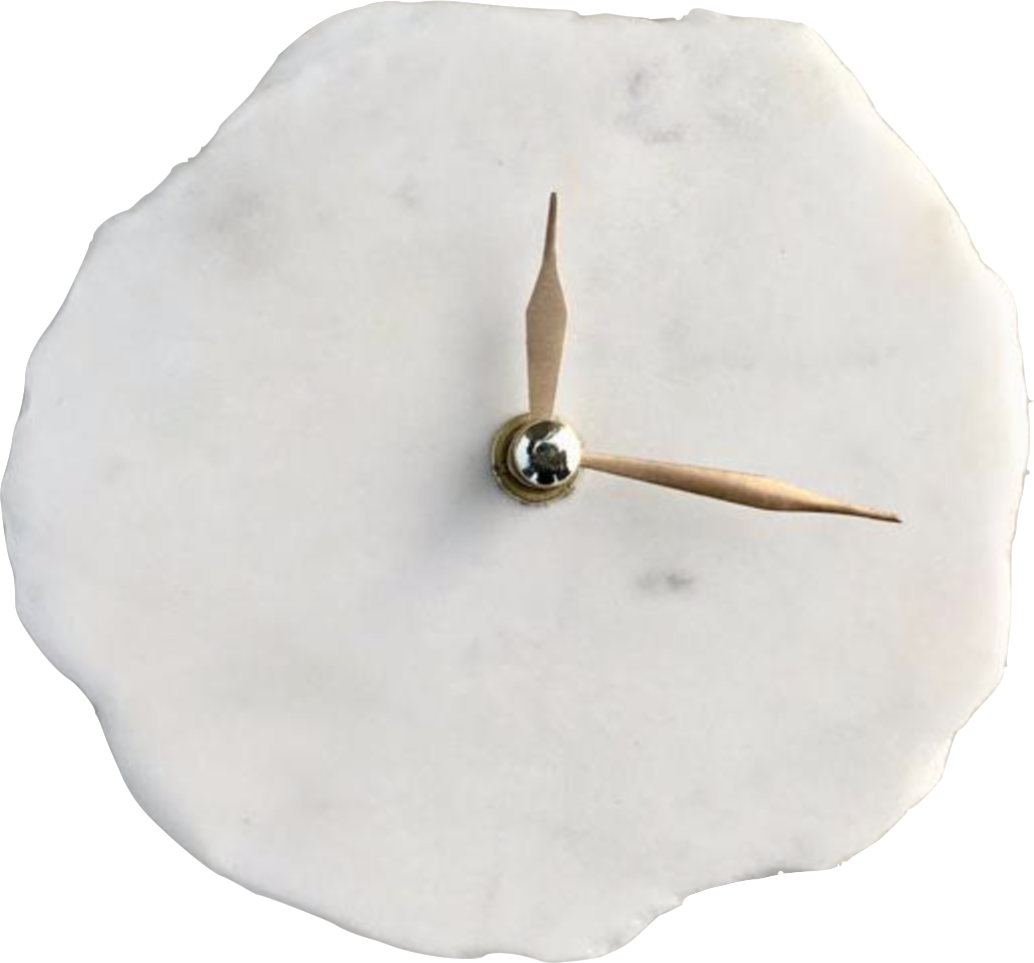Esty Hand Chipped Round White Marble Desk/Wall Clock/Personalised Momento