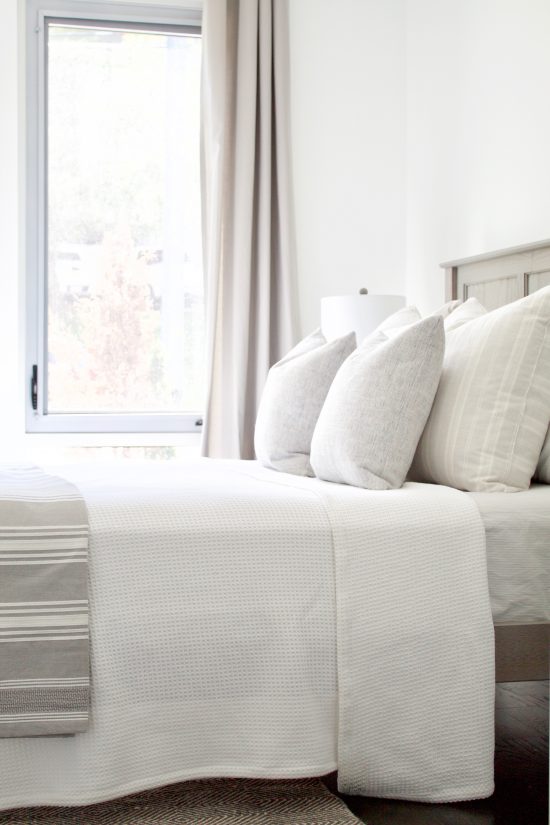 A Nashville, Tennessee Interior Design New Condo Guest Room with White & Grey Bedding