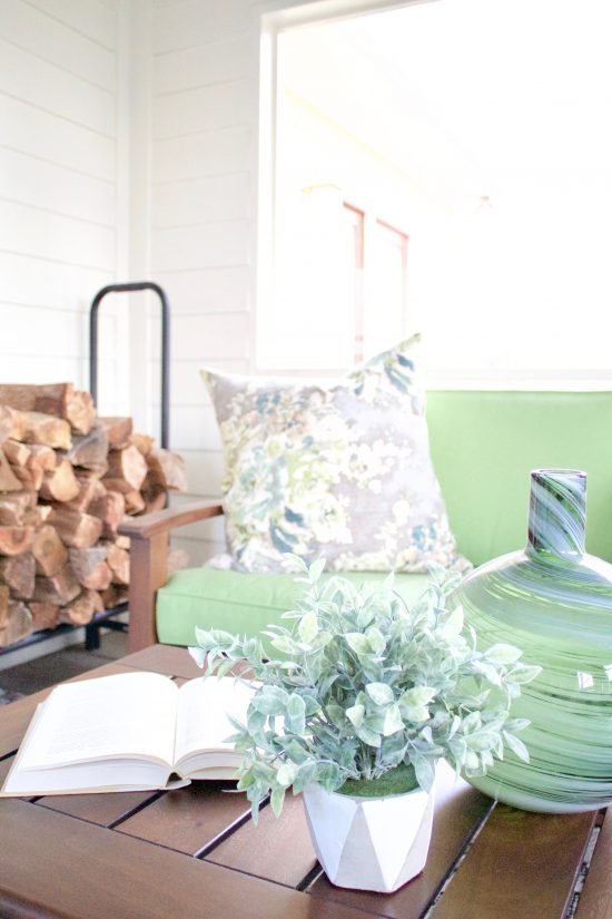 A Sylvan Park, Tennessee Interior Design Home Sunroom with Green Decor