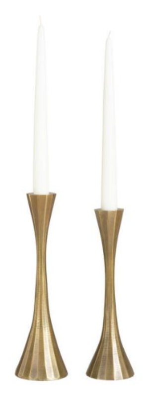 World Market Antique Gold Ribbed Taper Candleholder