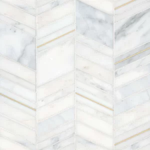 LTK Bedrosians Ferrara Honed Chevron Marble Mosaic Tile in Bianco