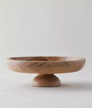Anthropologie Acacia Wood Footed Serving Bowl