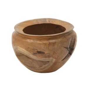 Bed Bath & Beyond Brown Teak Wood Handmade Live Edge Free Form Decorative Bowl – 13 x 13 x 9