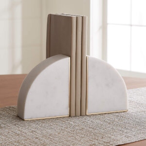 Crate & Barrel White Marble Bookends, Set of 2