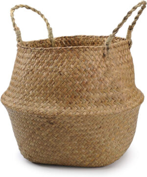 Amazon DOKOT Seagrass Plant Basket with Handles, Wicker Woven Storage Basket