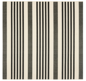 Amazon SAFAVIEH Courtyard Collection 5’3″ Square Black/Bone CY6062 Stripe Indoor/ Outdoor