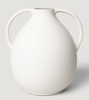 AFloral Clay Jug Vase – 14″ Terracotta Floor Jug in White