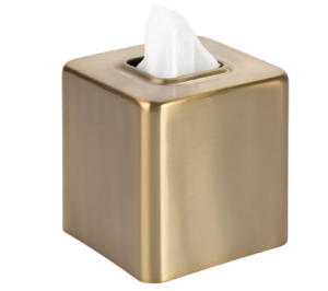 Amazon mDesign Metal Square Tissue Box Cover, Modern Facial Paper Holder – Accessories for Bathroom Vanity, Bedroom Dresser, Night Stand, Desk, Office, End Table – Unity Collection – 2 Pack – Soft Brass