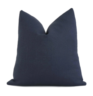 Etsy Solid Indigo Blue Linen Throw Pillow Cover with Zipper, Euro Sham Linen Cushion Case, 22×22″ 20×20″ 24×24″