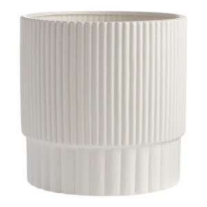 World Market Ivory Ceramic Double Channeled Planter