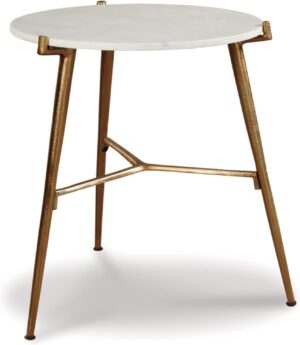 Wayfair Signature Design by Ashley Chadton Modern Glam Marble Accent End Table, 21″, Gold and White or Wolfgang Marble Top End Table