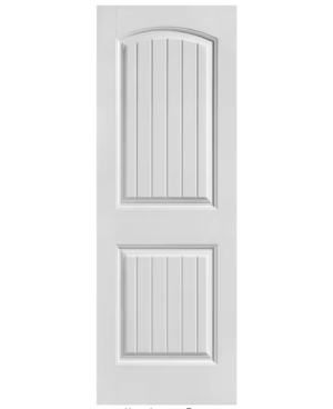 Home Depot 28 in. x 80 in. 2 Panel Cheyenne Smooth Camber Top Plank Solid Core Primed Composite Interior Door Slab