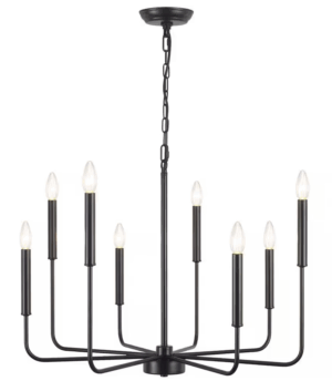 Home Depot Mercer 8-Light Black Classic/Traditional Chandelier for Living Room, Kitchen Island with No Bulbs Included