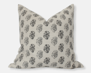 Etsy Cream Floral Pillow, Modern Designer Pillows, Charcoal Floral Throw Pillow, Block Print Pillow Cover, Cream Gray Throw Pillow || Charaoal