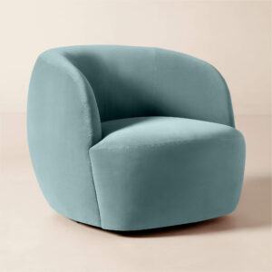 CB2 Gwyneth Light Blue Velvet Swivel Chair by goop