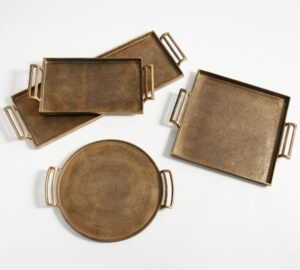 Pottery Barn Antiqued Metal Decorative Trays