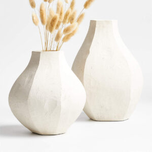 Crate & Barrel Facette White Vases by Athena Calderone