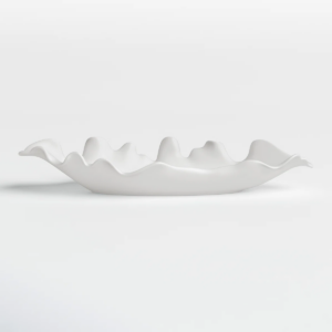 Wayfair Uttermost Ruffled 243 Wide Matte White Glaze Ceramic Feather Bowl